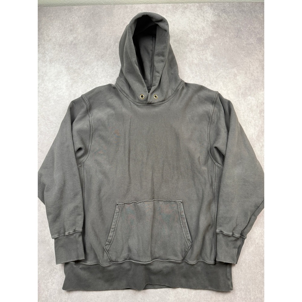 Les Tien Heavyweight Cotton Fleece Hoodie Faded Charcoal Gray Made in USA XL